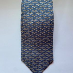 Salvadore Ferragamo Stork Print Blue Silk Tie